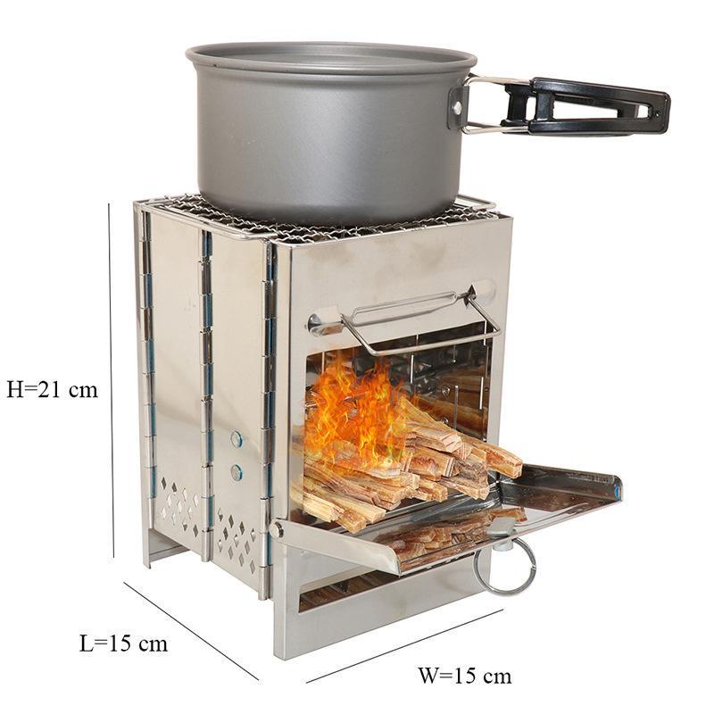 Portable Stainless Steel Wood Burning Camp Stove | Off-Grid Cooking & Survival
