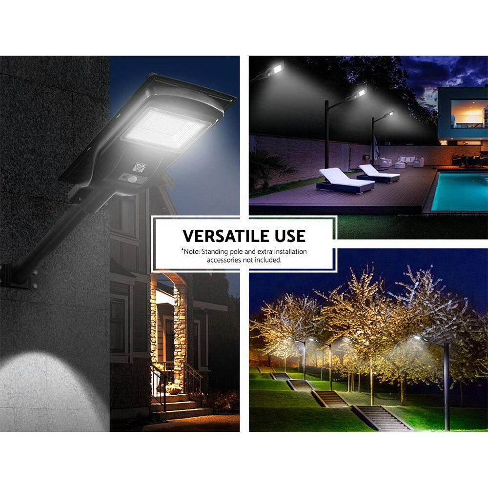 Collage of outdoor lighting fixtures in various settings with text highlighting versatile use.