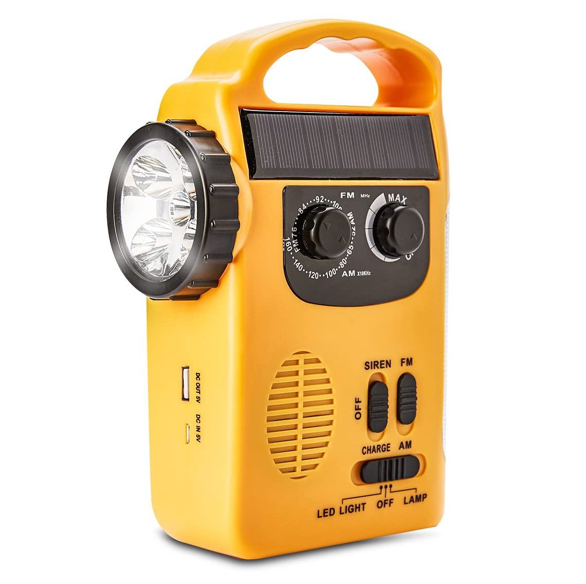 4-in-1 Solar & Hand Crank Emergency Flashlight with AM/FM Radio | Off-Grid Ready