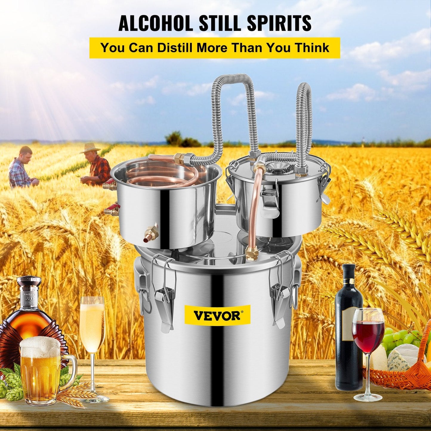 Alcohol Still, 3 Gallon, Stainless Steel Alcohol Distiller With Copper