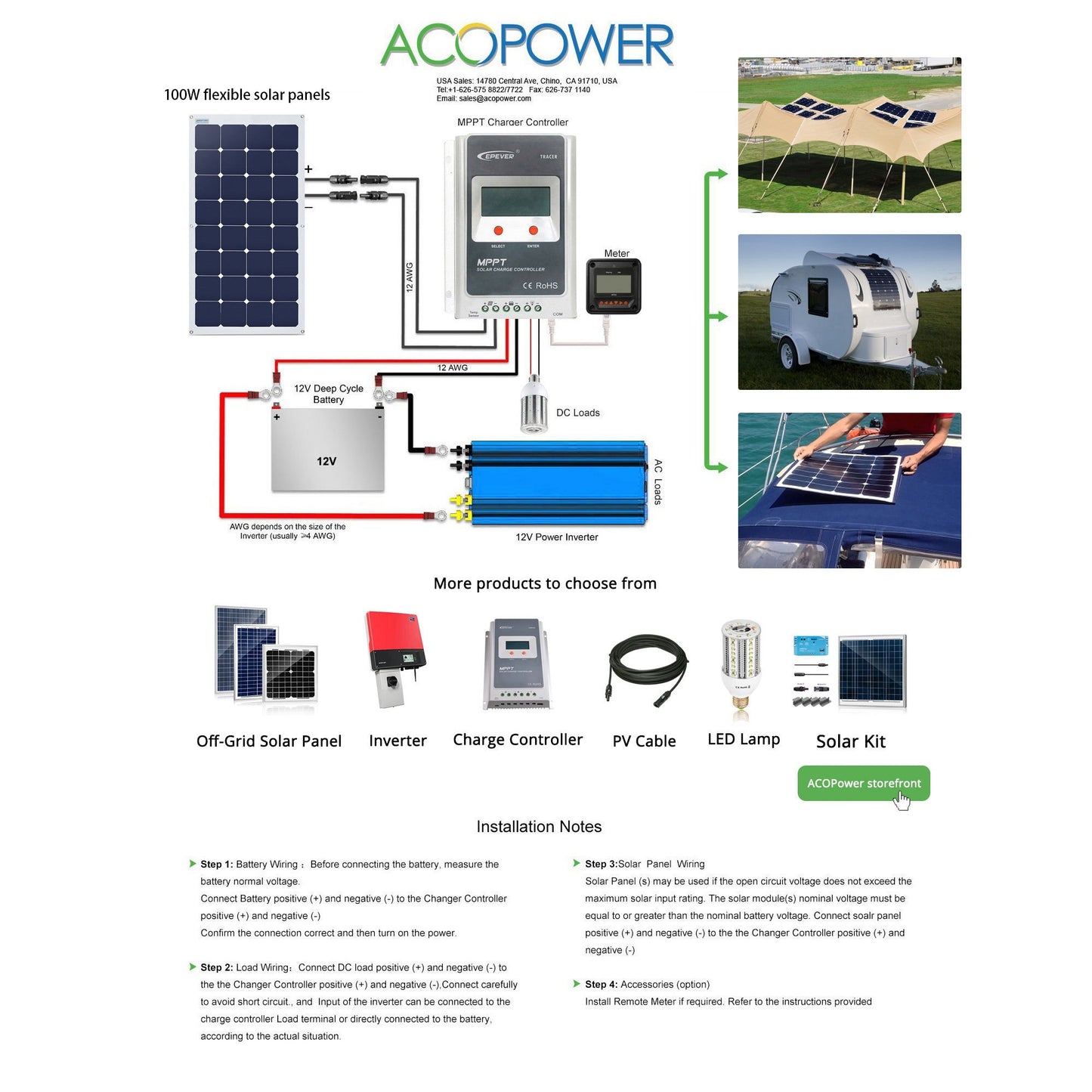 ACOPOWER 110W Flexible Solar Panel | Lightweight 12V Monocrystalline for RV, Cabin & Off-Grid