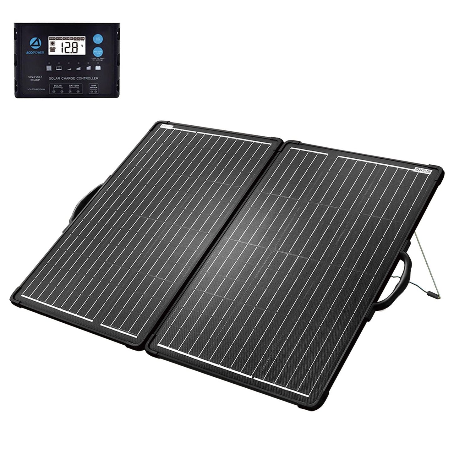 ACOPOWER 120W Portable Solar Panel Kit | Lightweight Briefcase with 20A LCD Charge Controller