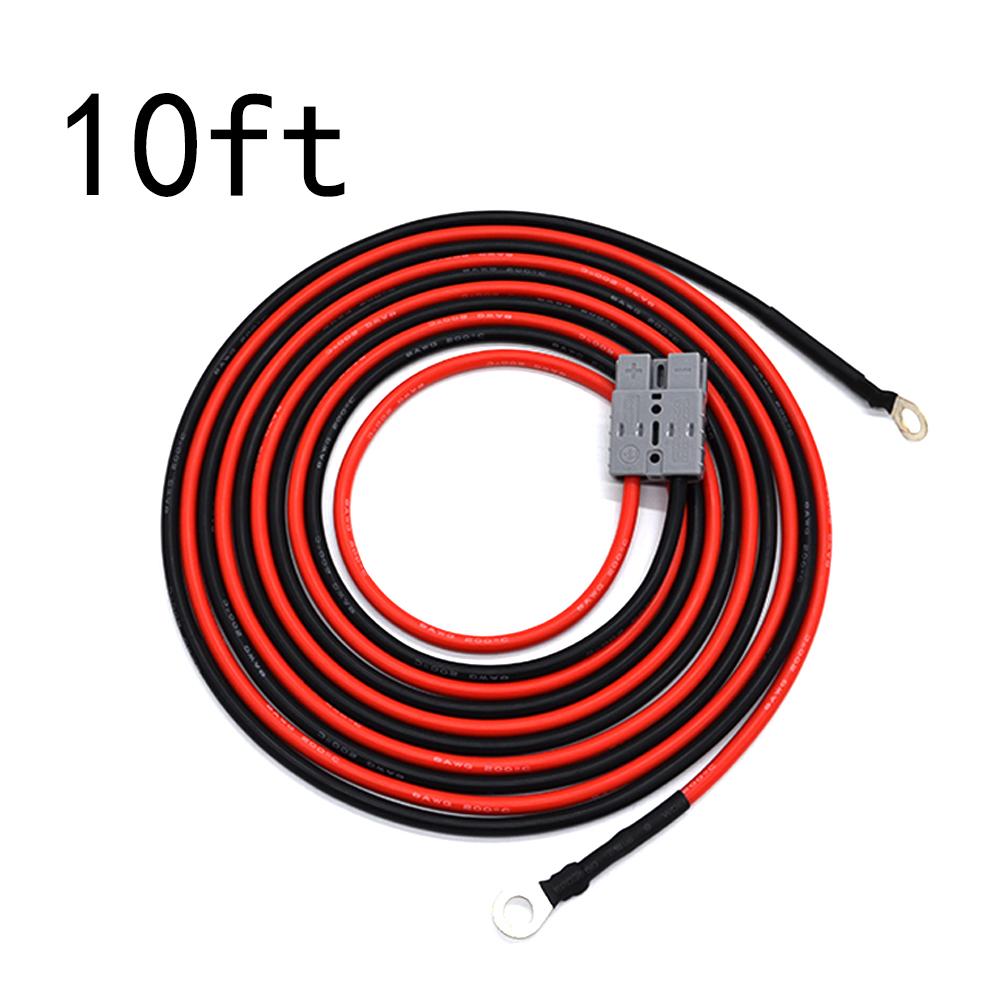 Coiled red and black wire with a connector, labeled '10ft', on a white background.