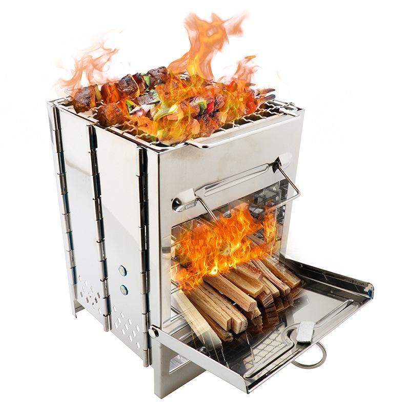 Portable Stainless Steel Wood Burning Camp Stove | Off-Grid Cooking & Survival