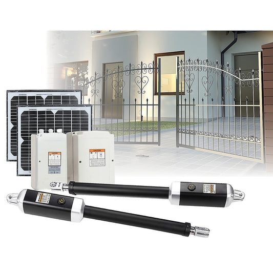 🚪 Solar Double Swing Gate Opener | 1200KG Capacity | 3 Remotes | 24V DC Motors