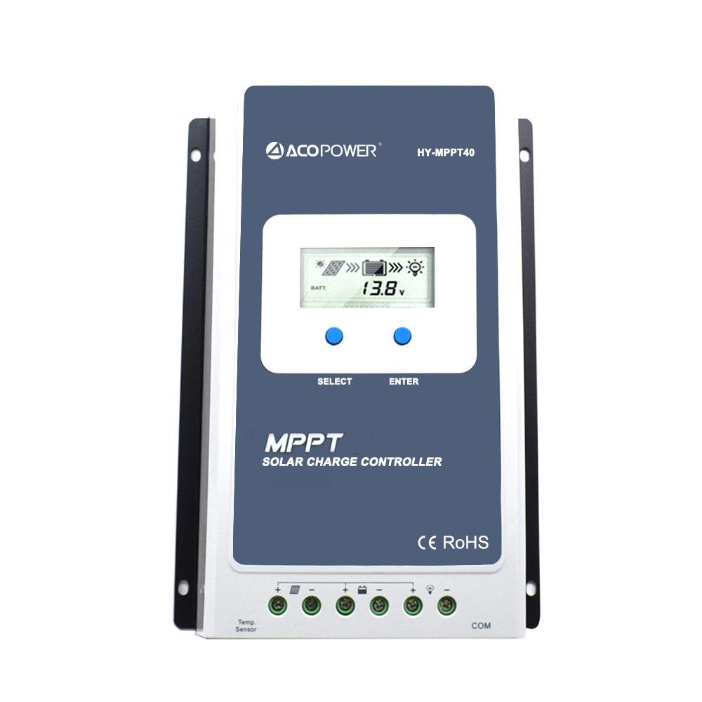 AcoPower solar charge controller on a white background