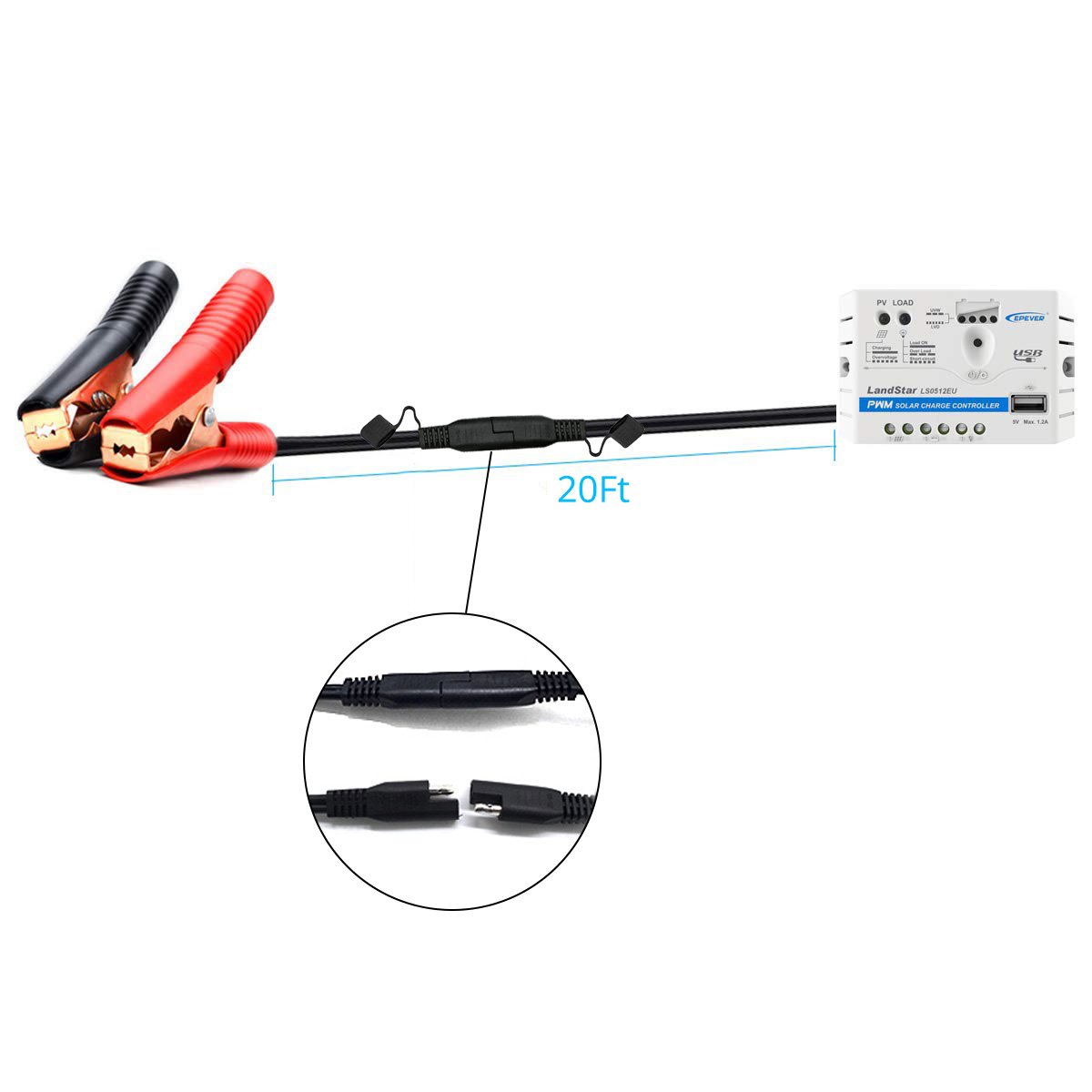 ACOPOWER 50W 12V Solar Charger Kit | 10A PWM Controller, SAE & Alligator Clamps Included