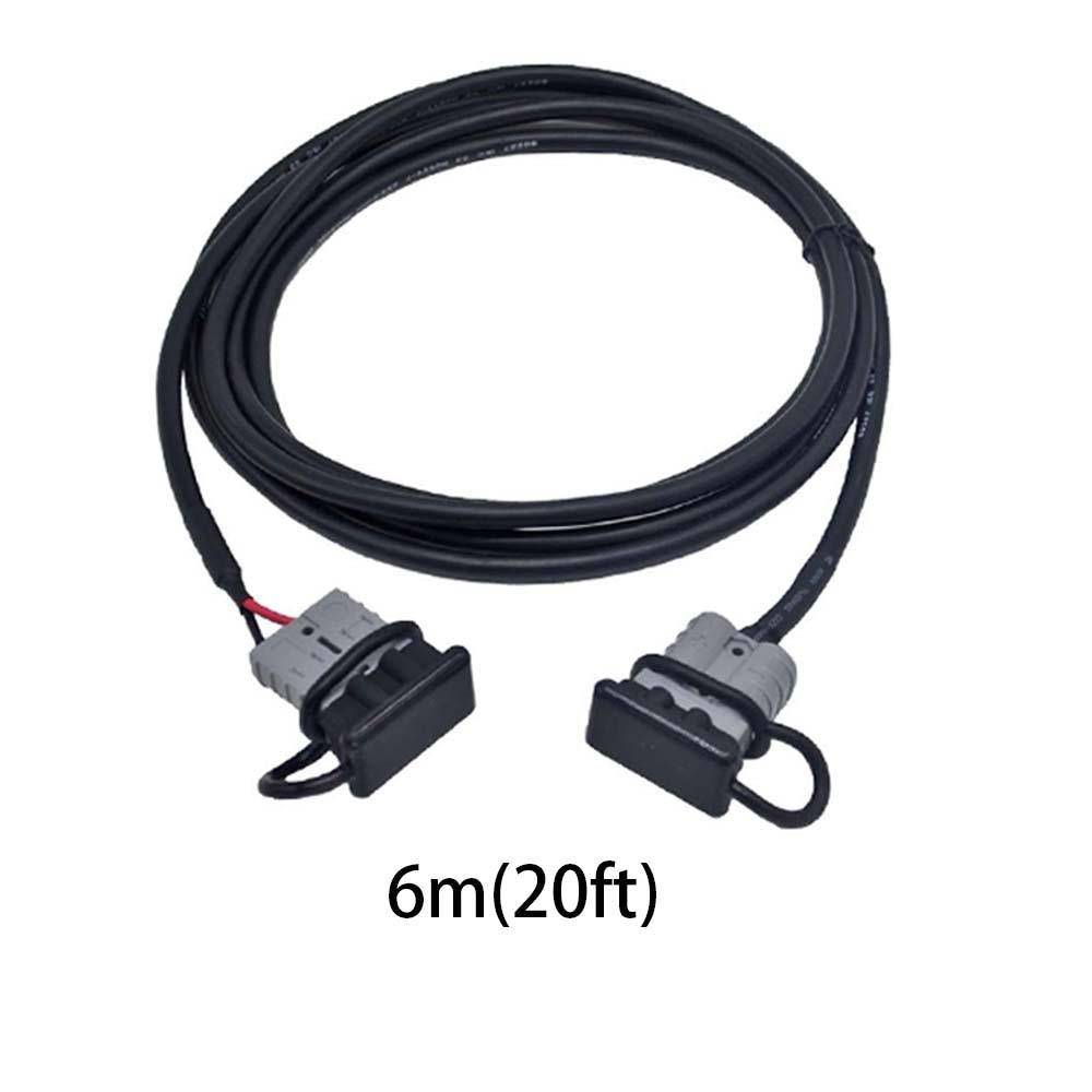 Black cable with two connectors on a white background, labeled 6m (20ft).