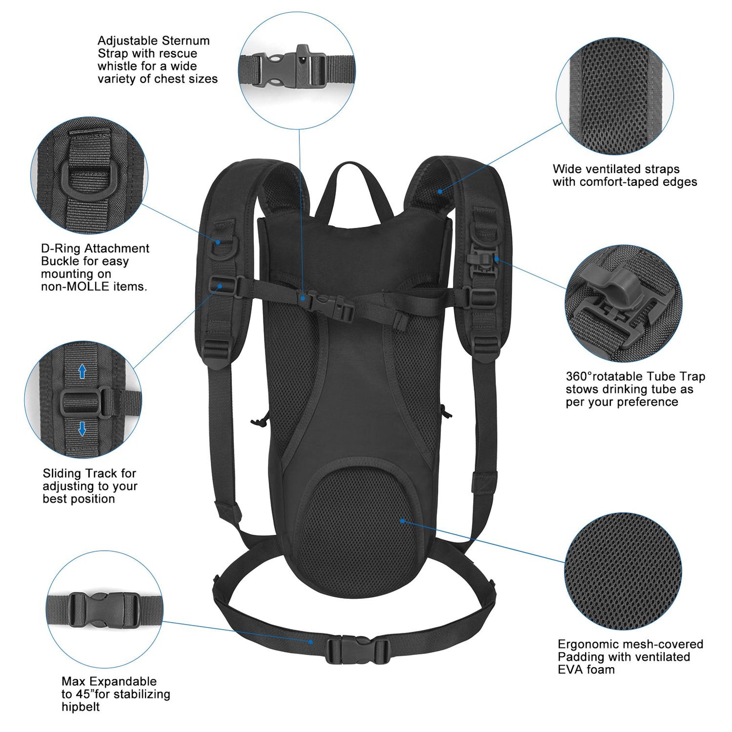 Tactical Hydration Backpack with 2.5L Insulated Water Bladder | MOLLE Compatible