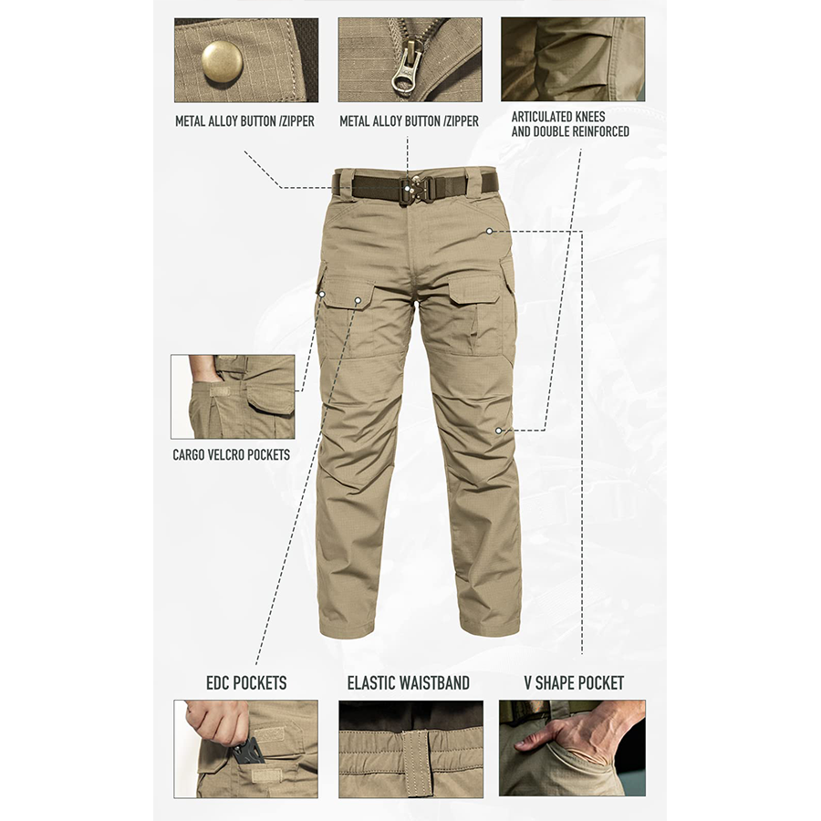 👖 Tactical Multi-Pocket Pants | Rip-Stop | YKK Zippers | 10 Pockets | 4 Colors