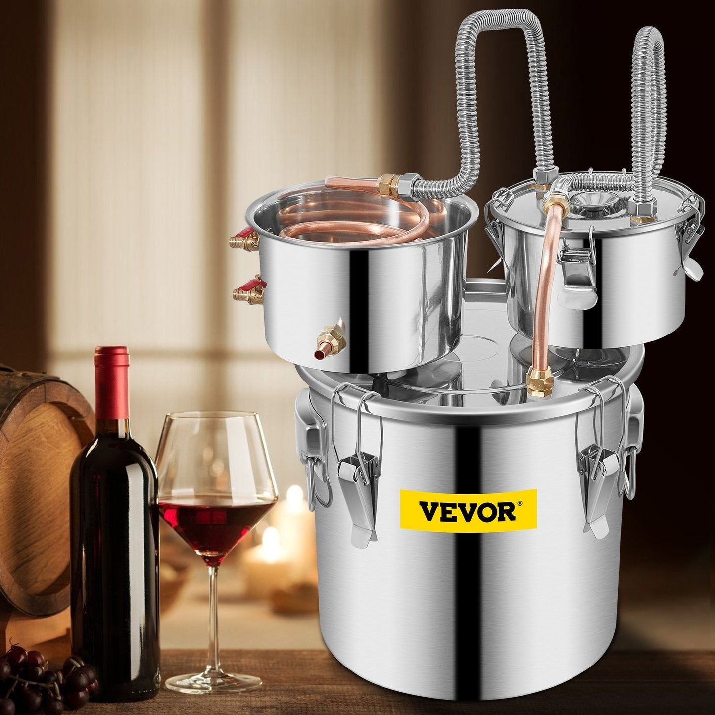 Alcohol Still, 3 Gallon, Stainless Steel Alcohol Distiller With Copper