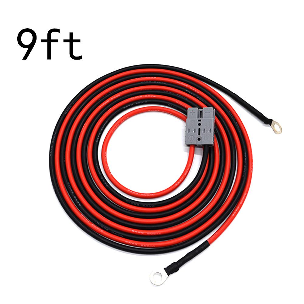 Coiled red and black wire with a connector on a white background, labeled '9ft'.