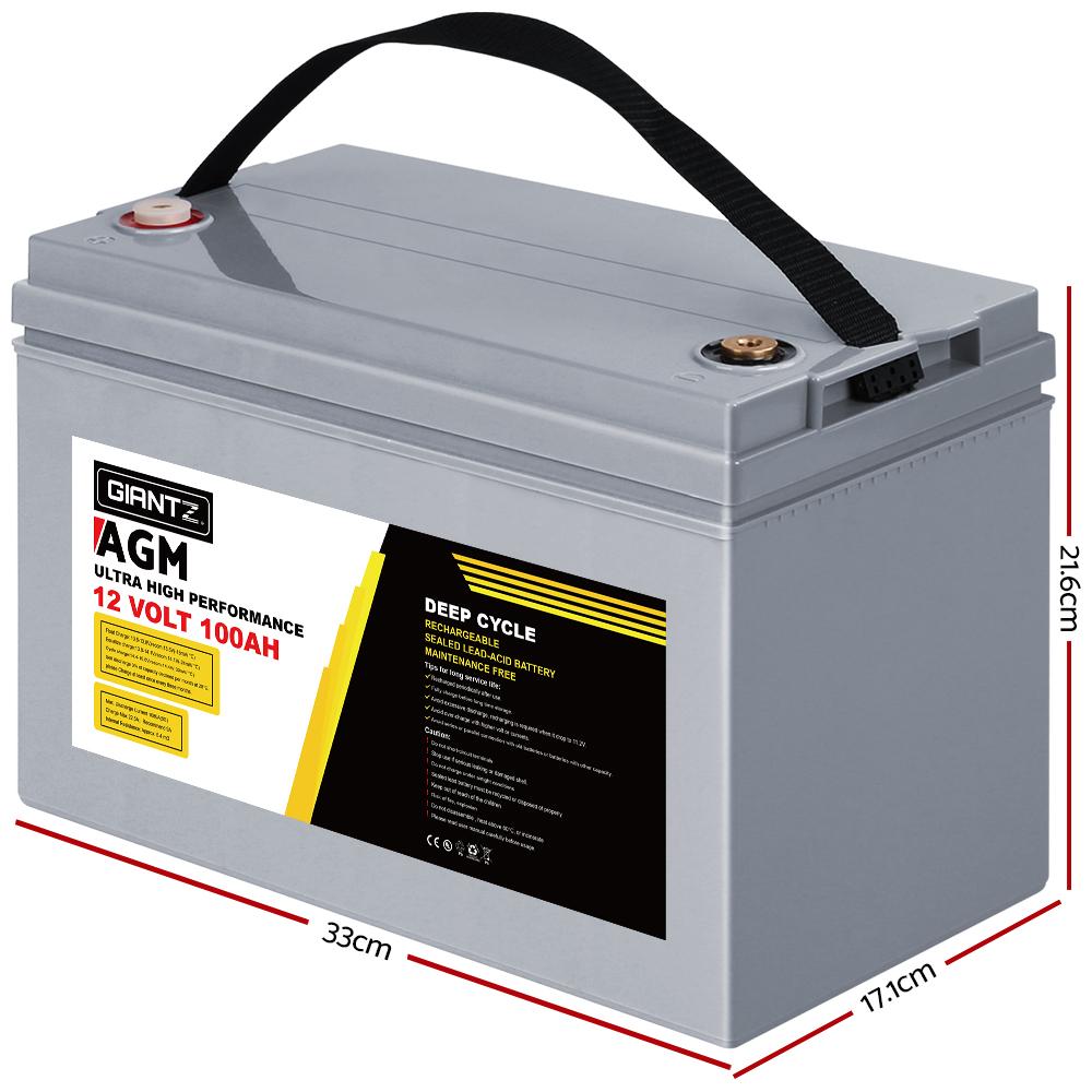 Gray battery with handle and dimensions labeled on a white background