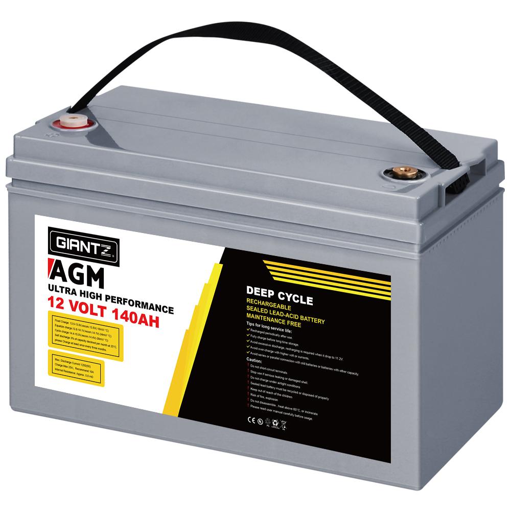 Giantz AGM battery with label on a white background