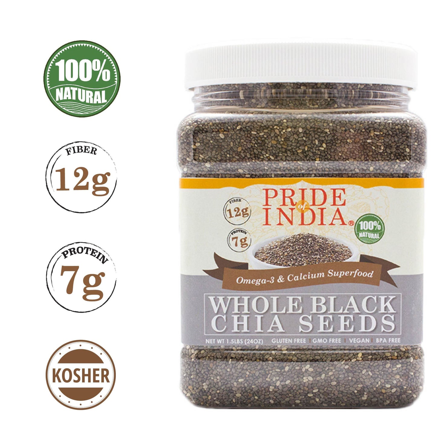 Whole Black Chia Seeds | Omega-3 & Calcium Superfood for Food Storage