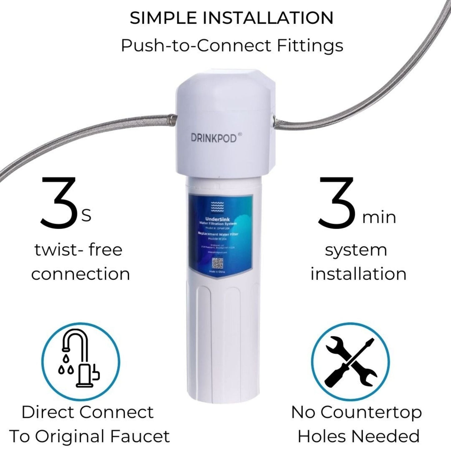 Under-Sink Water Filter System | 20,000 Gallon High-Capacity 3-Year Filter Life