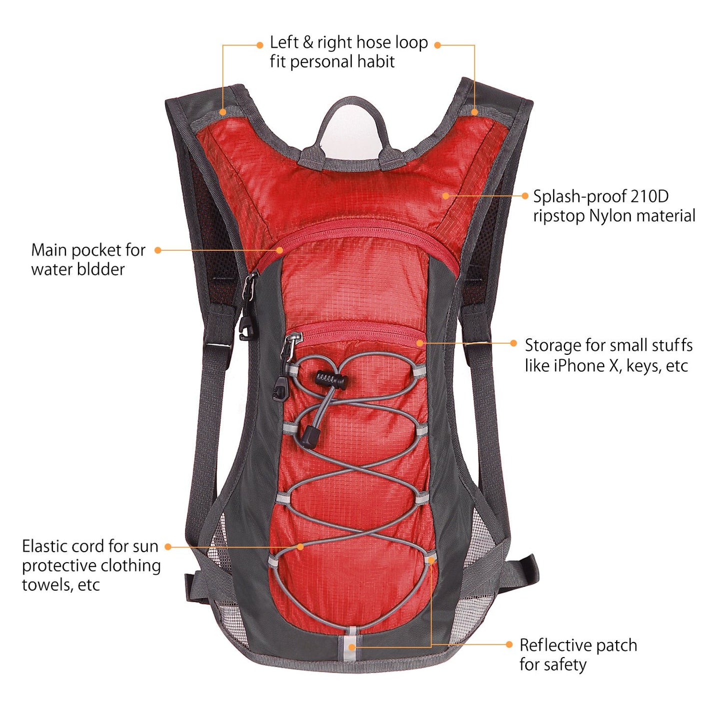 Hydration Backpack with 70oz / 2L Water Bladder | Lightweight Running & Hiking Pack