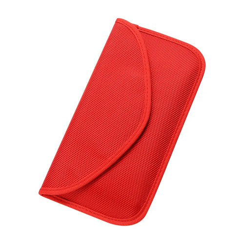 Red mesh pouch on a white background
