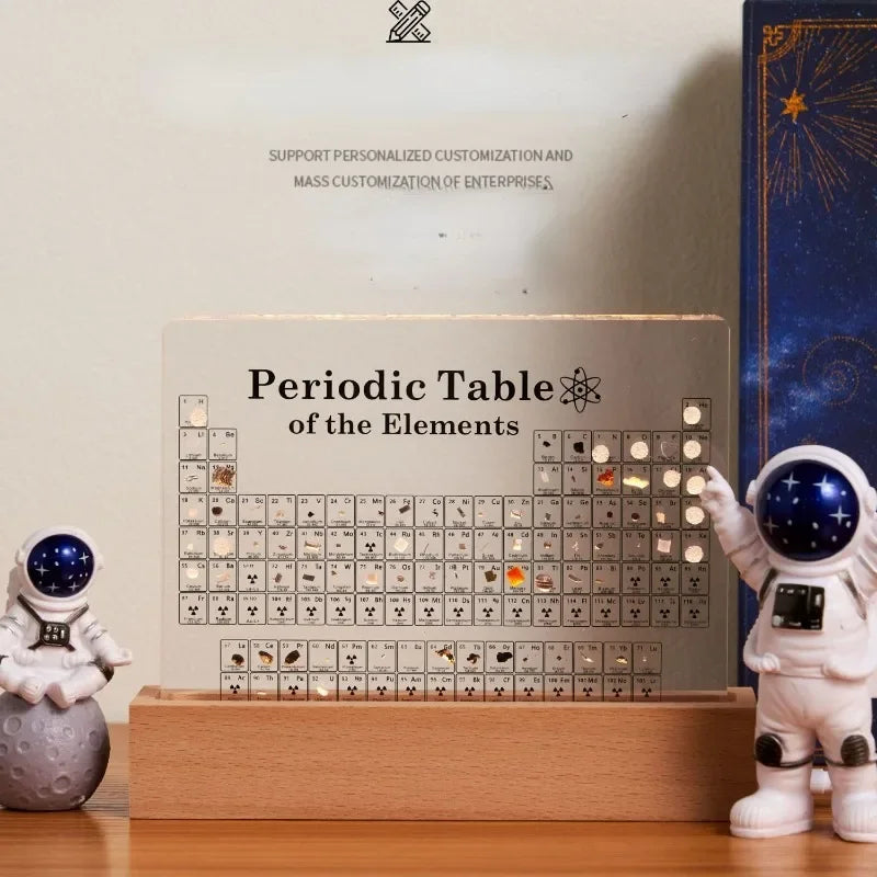 Acrylic Periodic Table Display — Mendeleev Element Figurine with USB Light