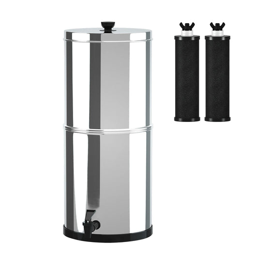 Gravity Water Filter System | 1.5 Gallon Stainless Steel | No Power Required