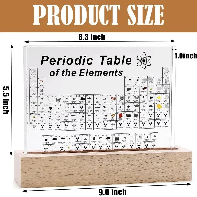 Acrylic Periodic Table Display — Mendeleev Element Figurine with USB Light