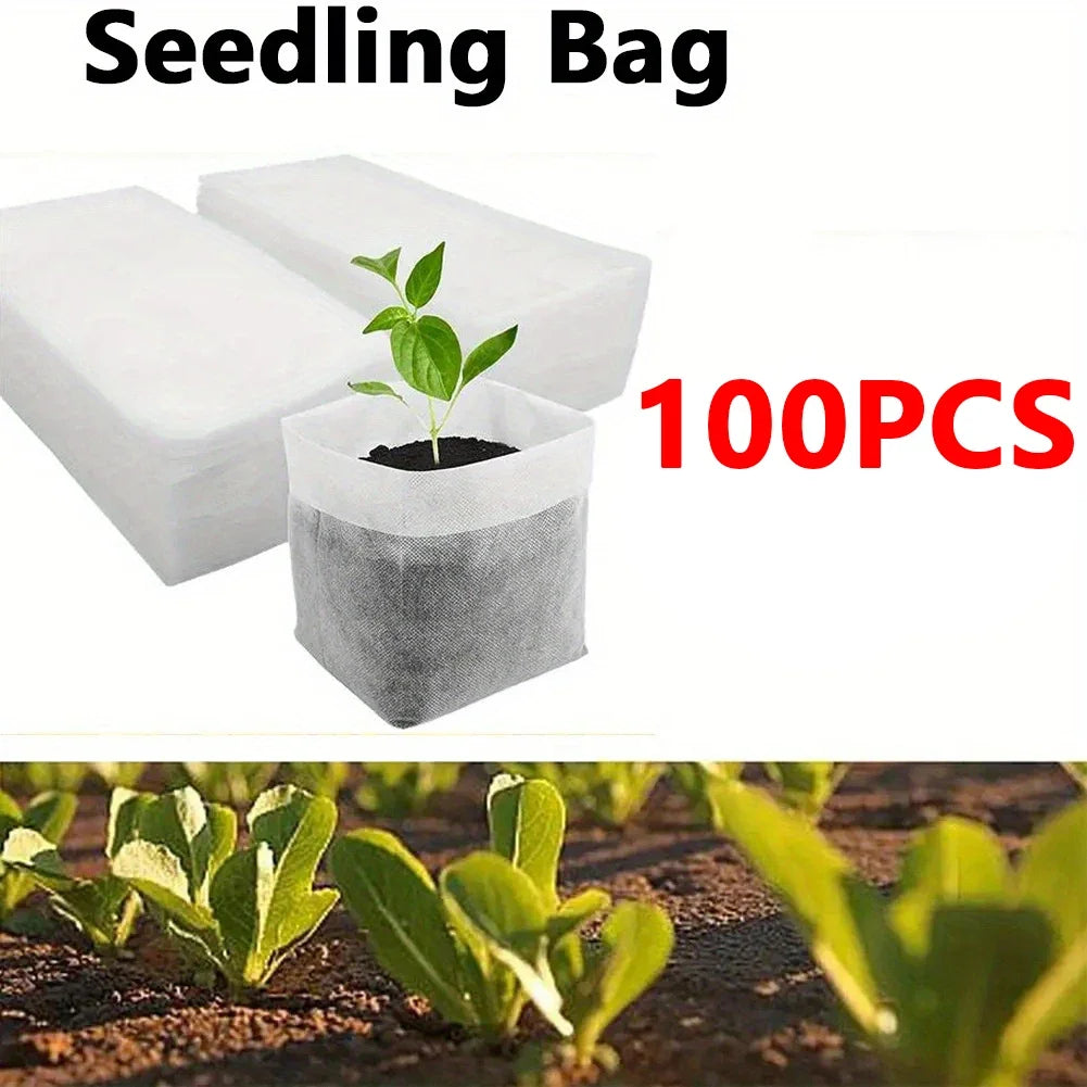 Biodegradable Seed Nursery Bags | 100-Pack | Non-Woven Grow Bags | Homestead & Off-Grid Planting