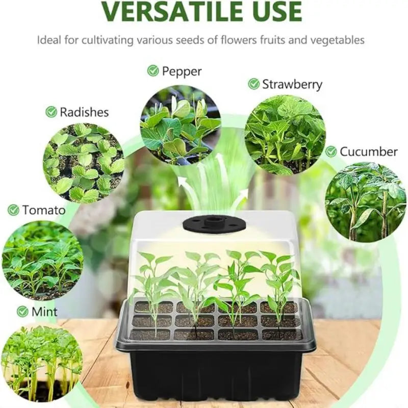 Seed Starter Kit with LED Grow Lights | 2 Germination Trays | Indoor Seedling Starter | Homestead & Off-Grid Growing
