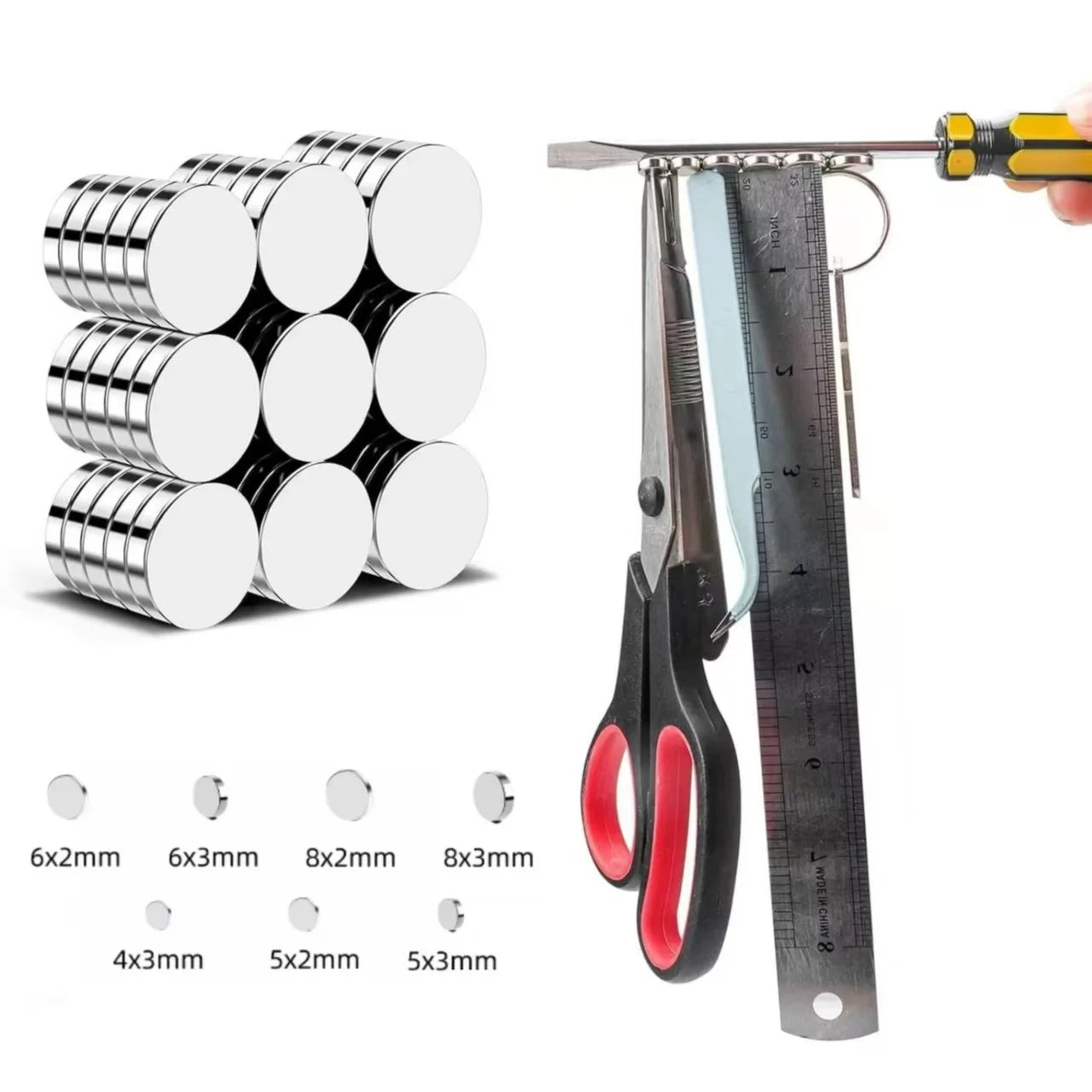 Strong Round Magnets — 50-Pack for DIY, Science Projects, Fridge & Office