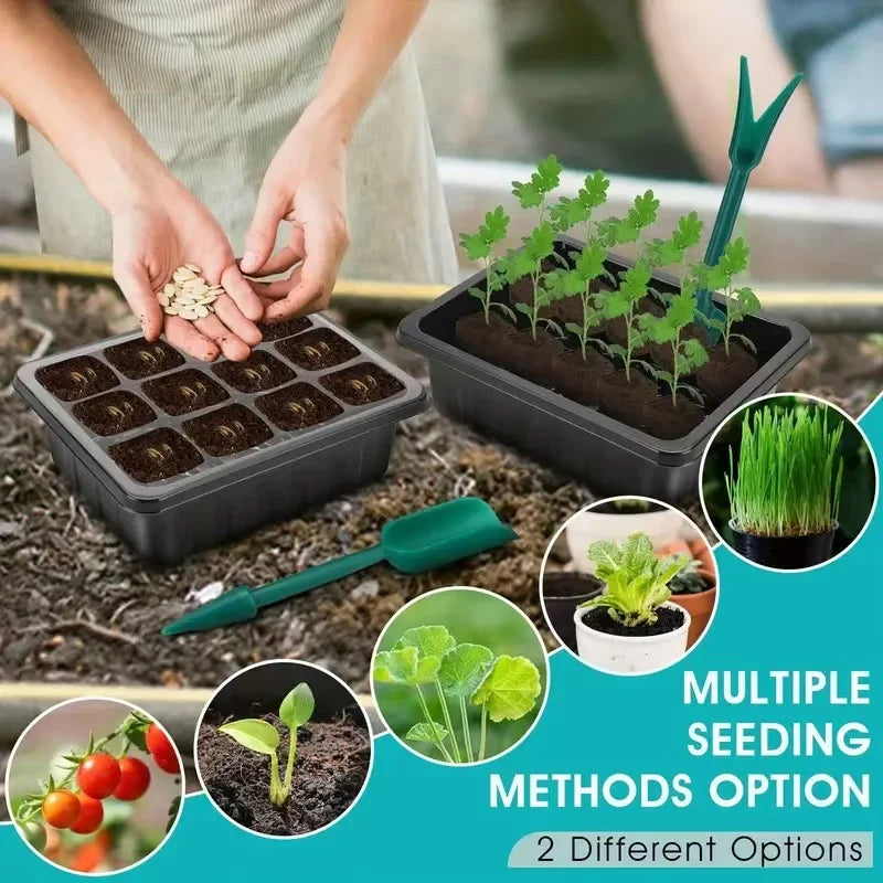 Seed Starter Kit with LED Grow Lights | 2 Germination Trays | Indoor Seedling Starter | Homestead & Off-Grid Growing