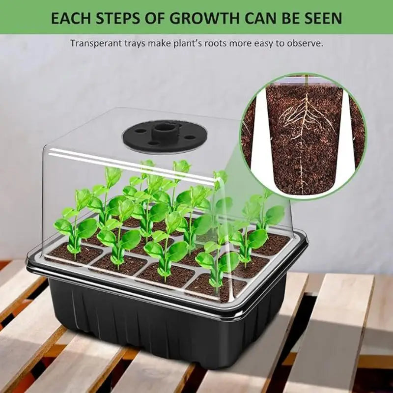 Seed Starter Kit with LED Grow Lights | 2 Germination Trays | Indoor Seedling Starter | Homestead & Off-Grid Growing