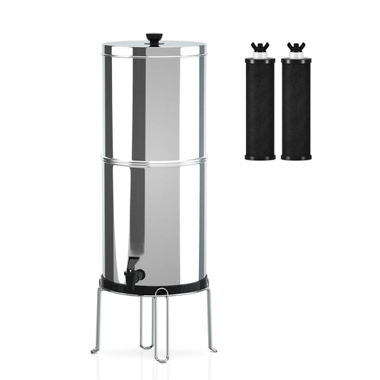 Gravity Water Filter System | 1.5 Gallon Stainless Steel | No Power Required