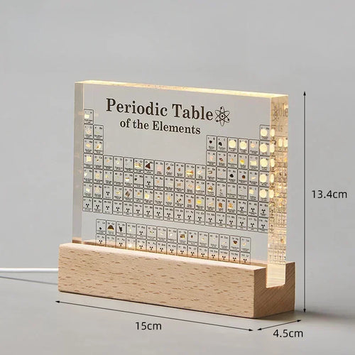 Acrylic Periodic Table Display — Mendeleev Element Figurine with USB Light