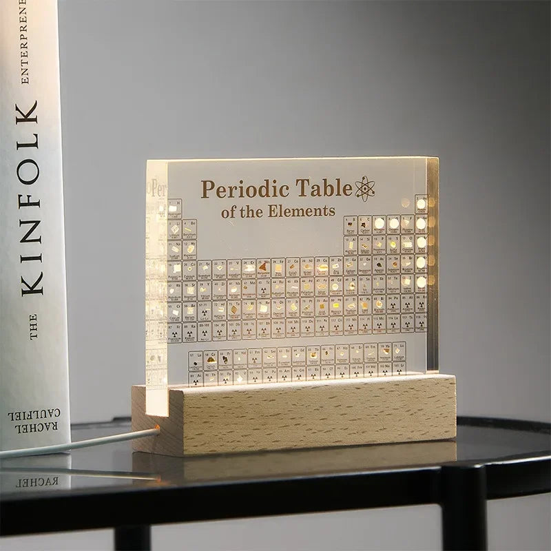 Acrylic Periodic Table Display — Mendeleev Element Figurine with USB Light