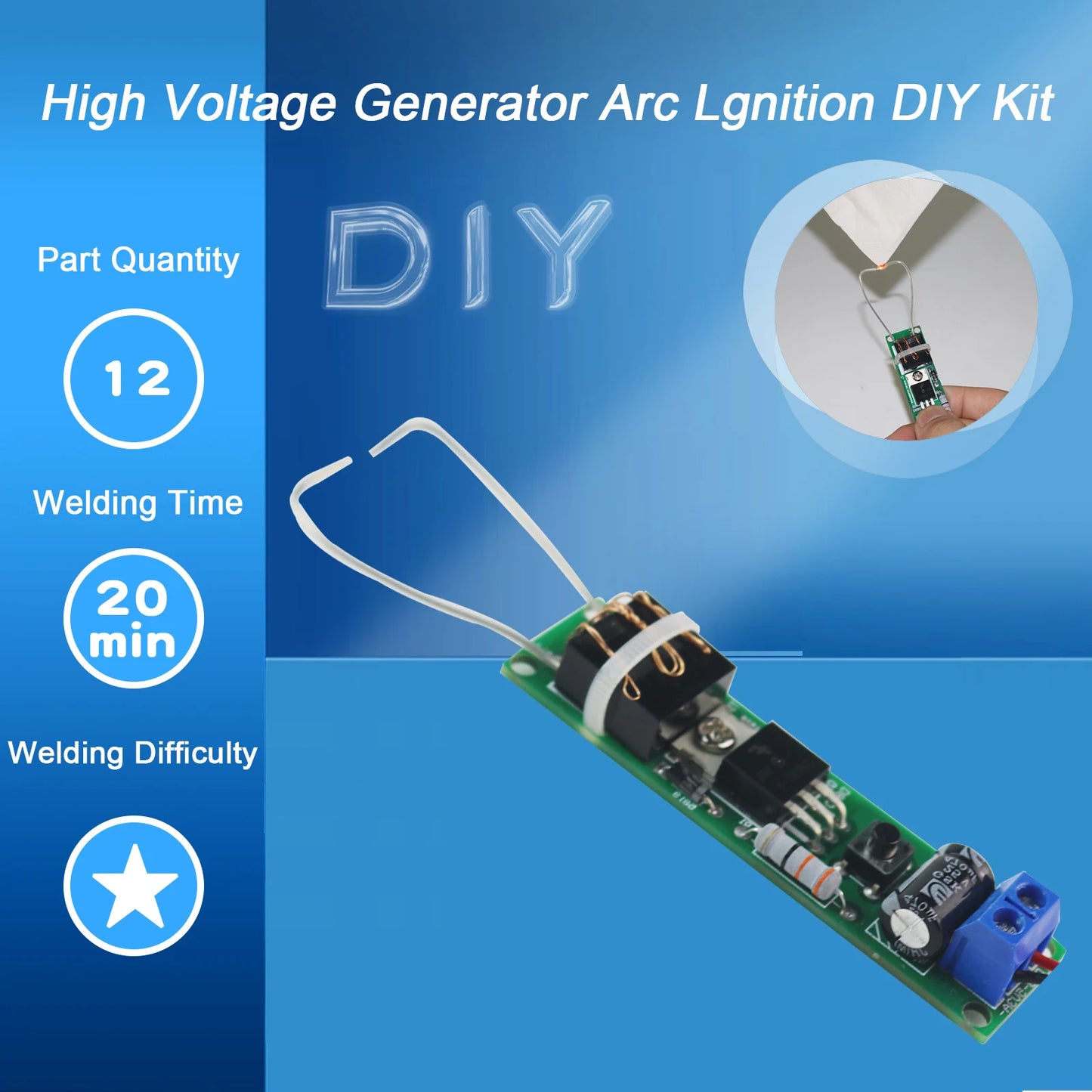 High Voltage Arc Igniter DIY Kit | Plasma Lighter & Arc Generator | Electronics & Off-Grid Fire Starting