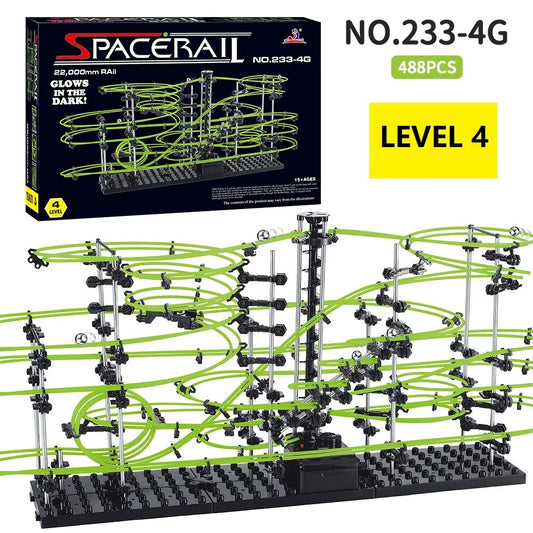 Luminous Spacerail Marble Run — DIY Roller Coaster Race Track Kit