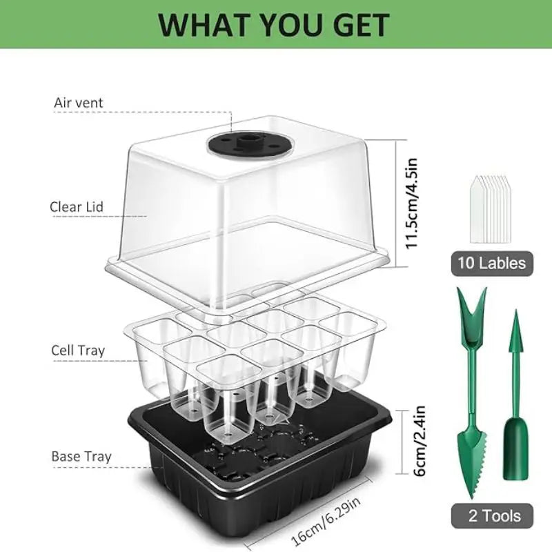 Seed Starter Kit with LED Grow Lights | 2 Germination Trays | Indoor Seedling Starter | Homestead & Off-Grid Growing