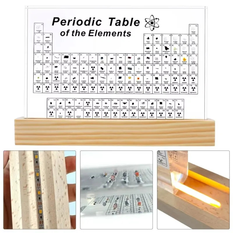 Acrylic Periodic Table Display — Mendeleev Element Figurine with USB Light