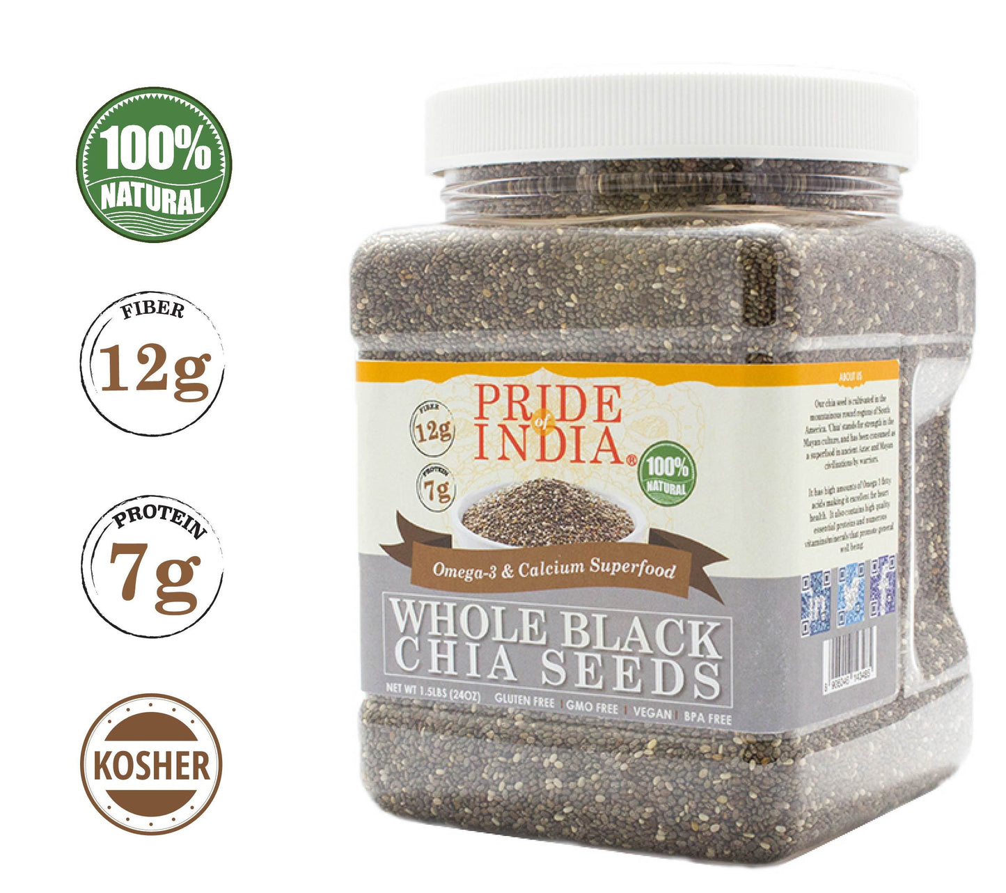 Whole Black Chia Seeds | Omega-3 & Calcium Superfood for Food Storage