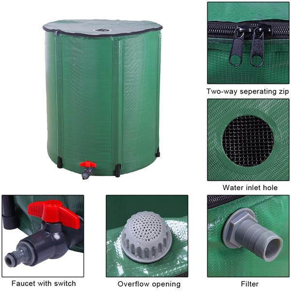 💧 Folding Rain Barrel | 50/66/100 Gallon | Rainwater Harvesting | Off-Grid Water Storage