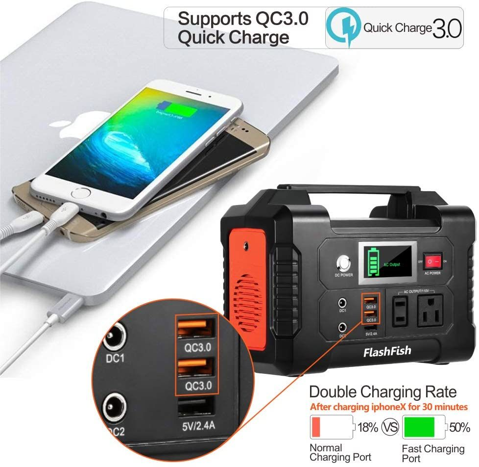 FlashFish 200W Portable Power Station | 151Wh 40800mAh Solar Generator for Camping & Off-Grid