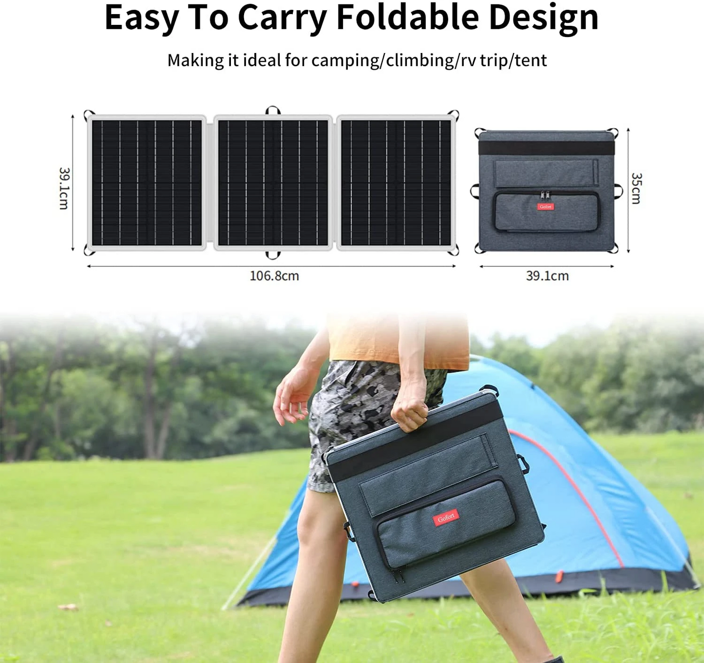 60W 18V Foldable Portable Solar Panel Charger with USB