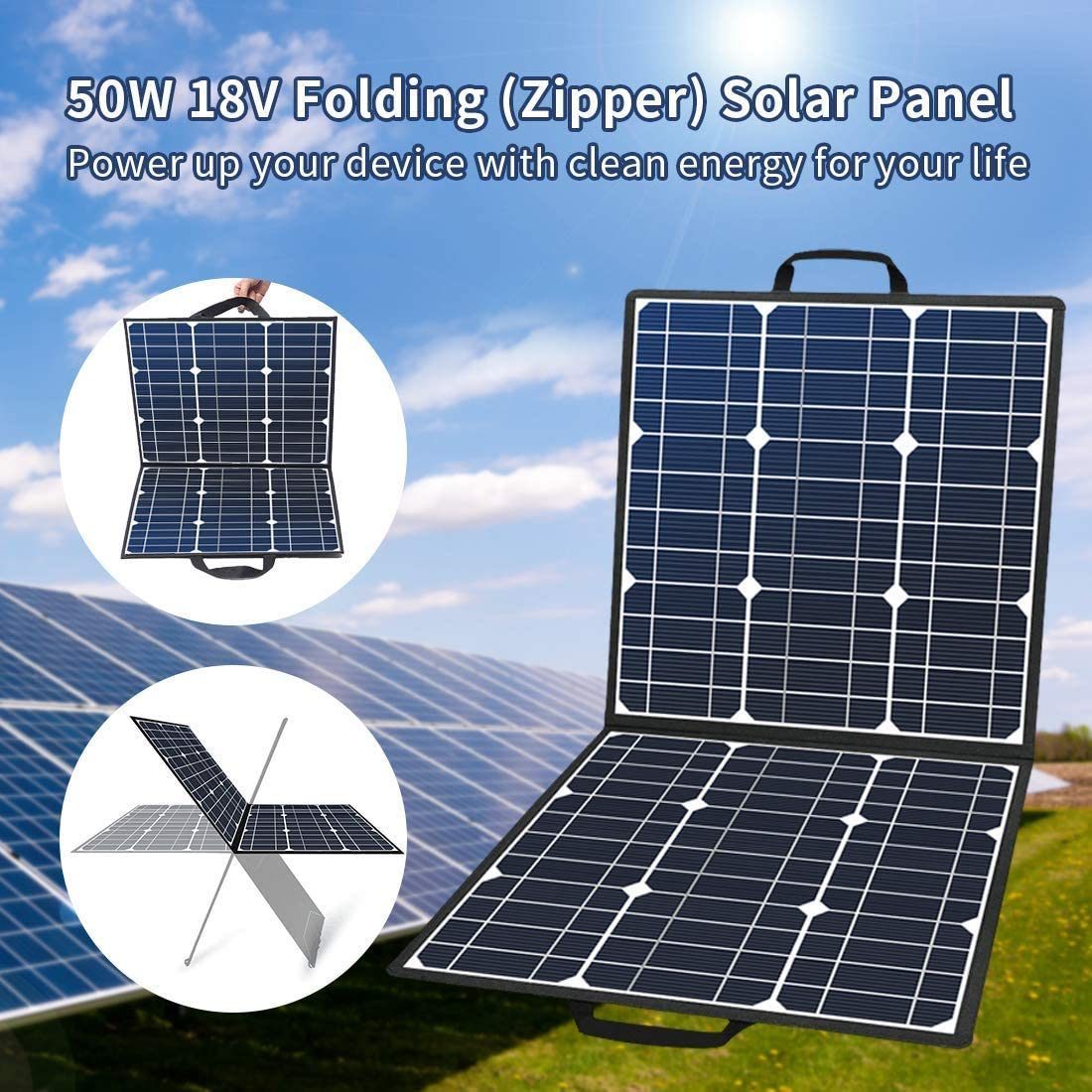 50W 18V Portable Solar Panel | Off-Grid & Emergency Power