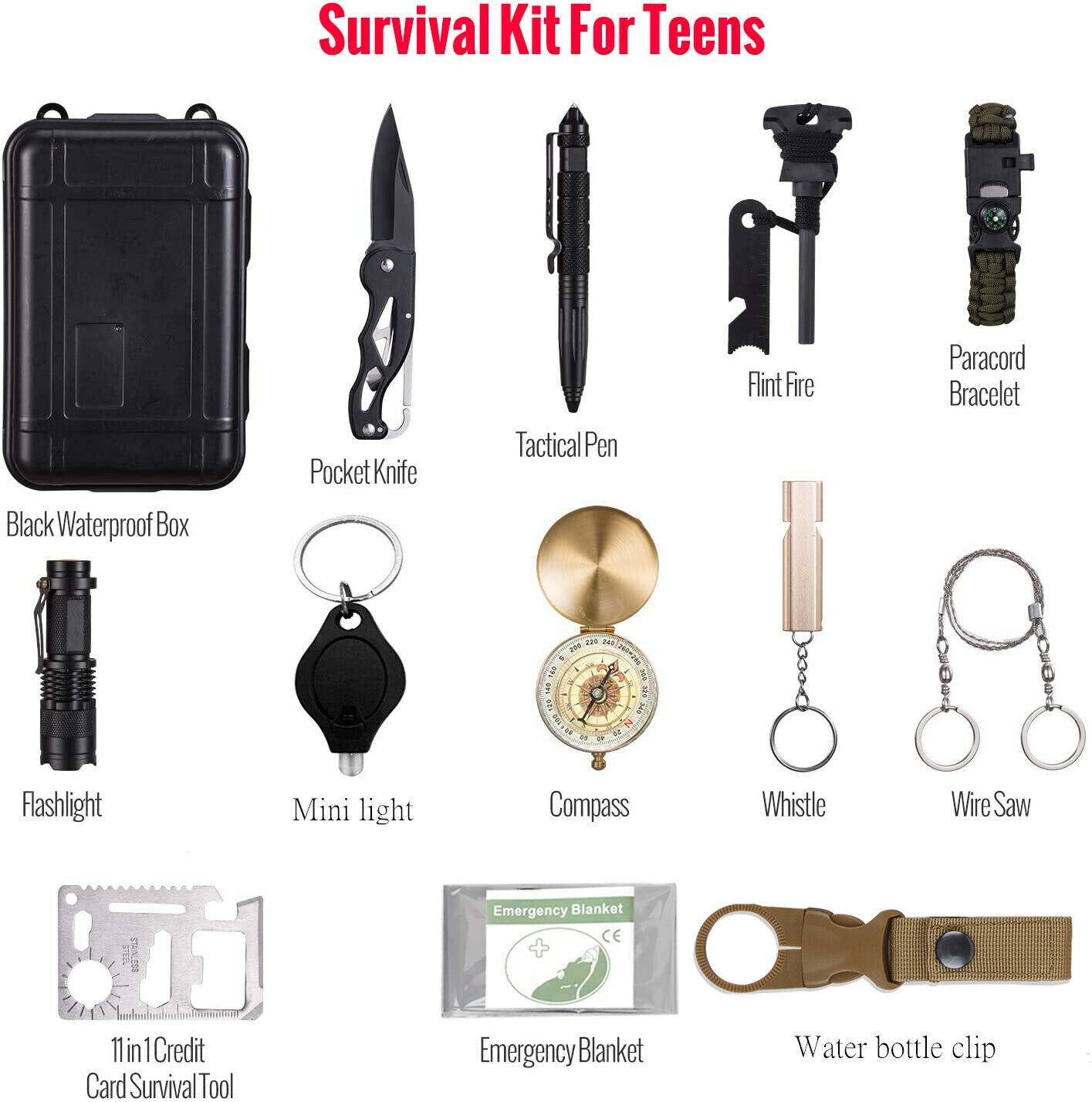 🎒 14-in-1 Emergency Survival Kit | EDC Tactical Tools | Camping & Bug-Out Ready