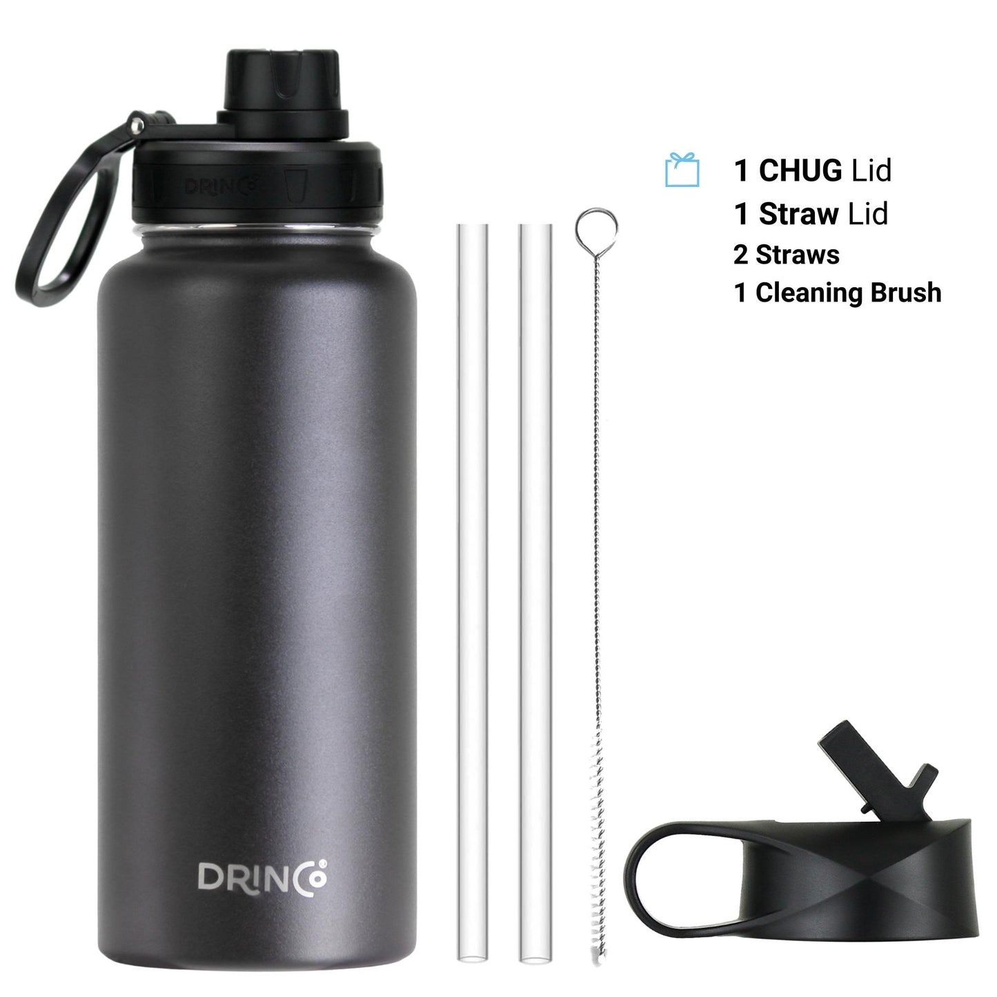 DRINCO® 32oz Double-Wall Vacuum Insulated Stainless Steel Water Bottle