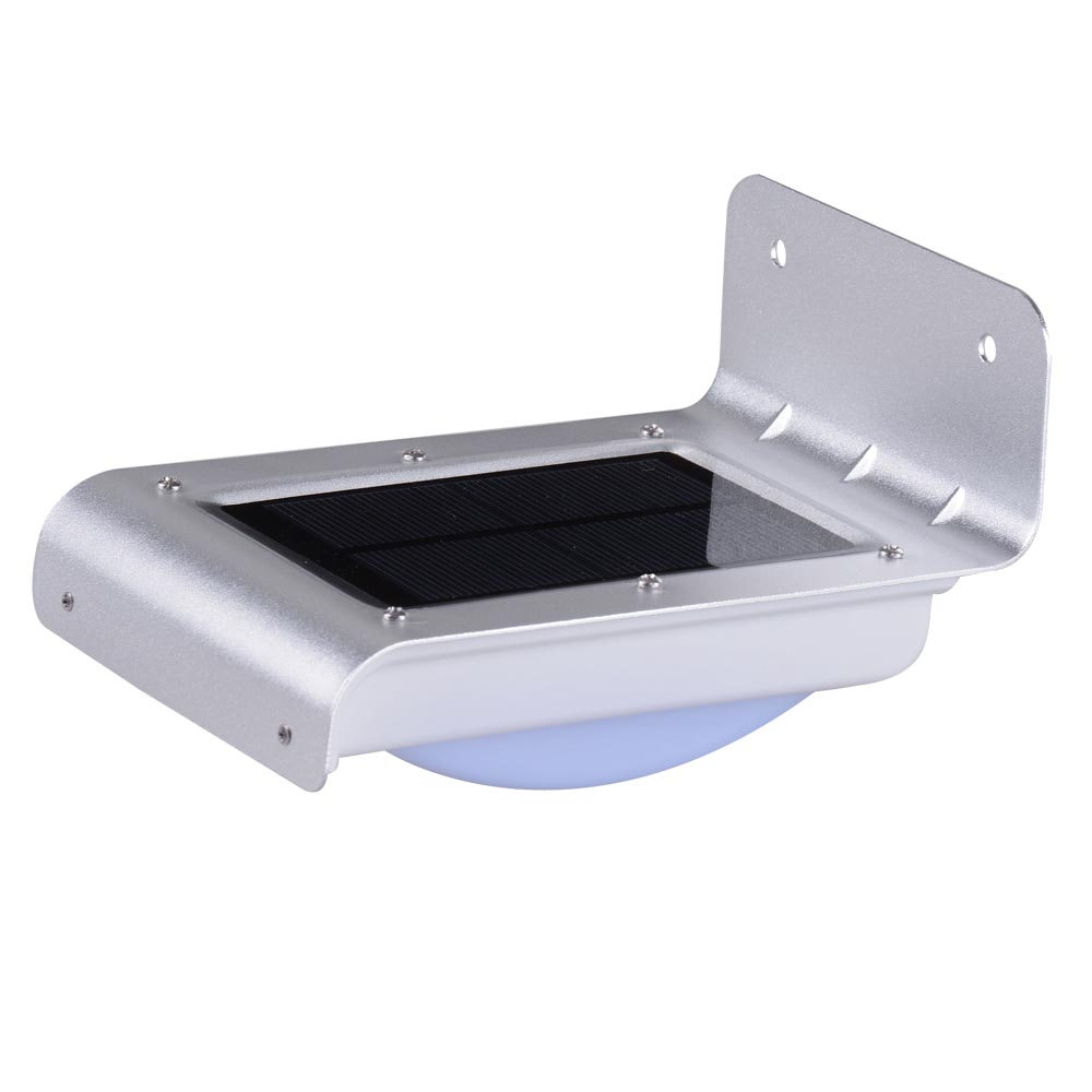 Solar-powered wall light with a black panel on a white background