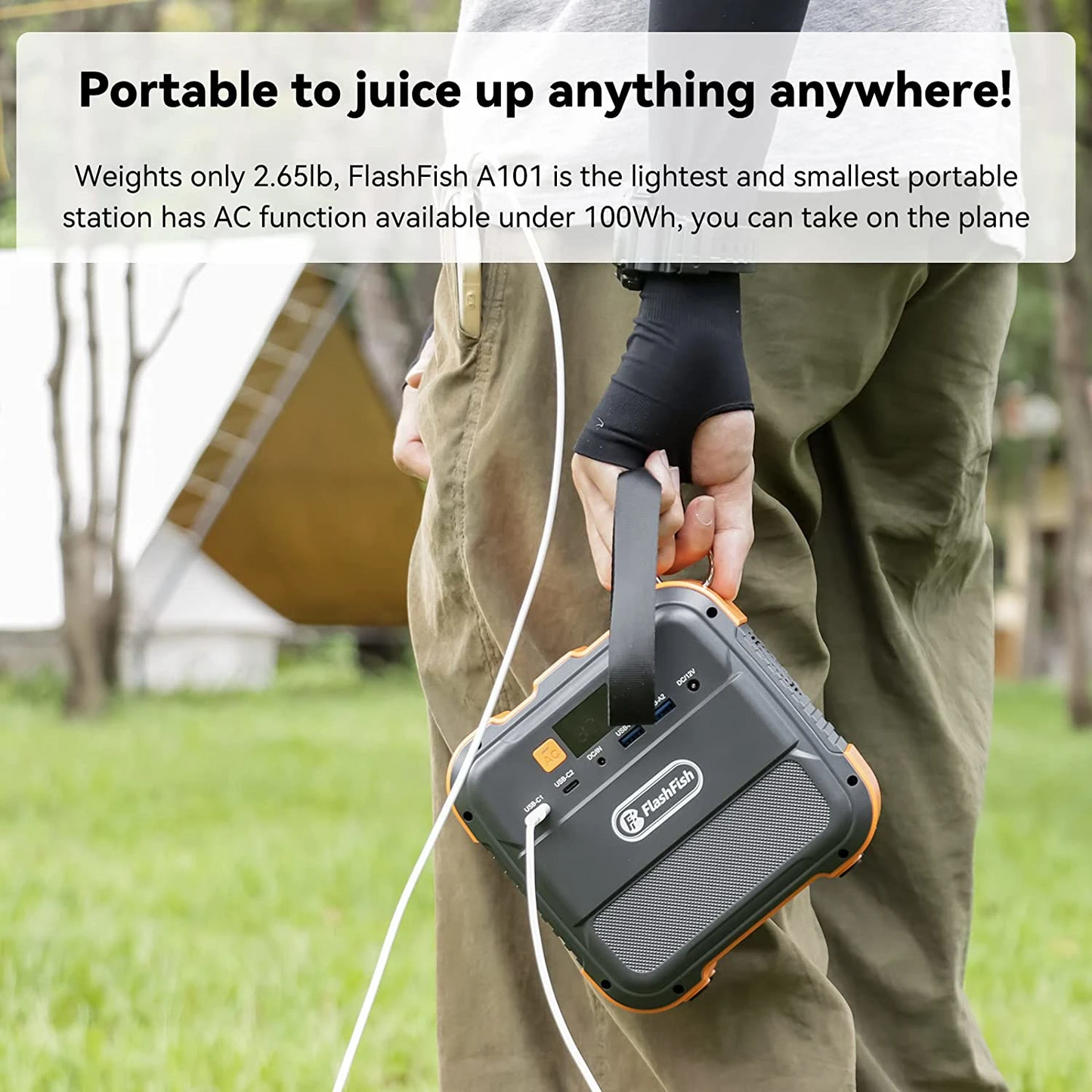 98Wh / 26400mAh Portable Power Station with Flashlight