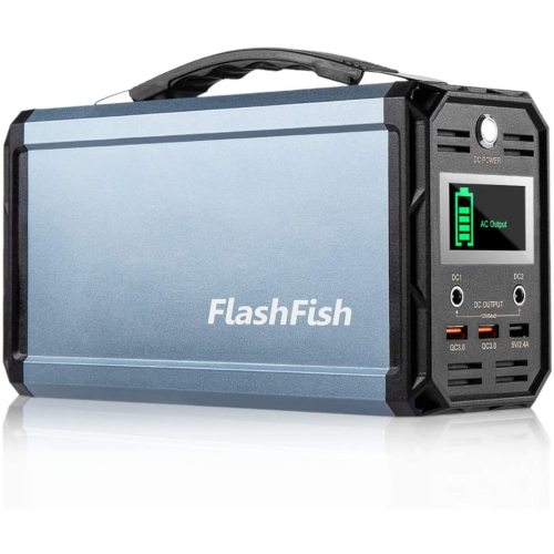 Portable power station with 'FlashFish' branding on a white background