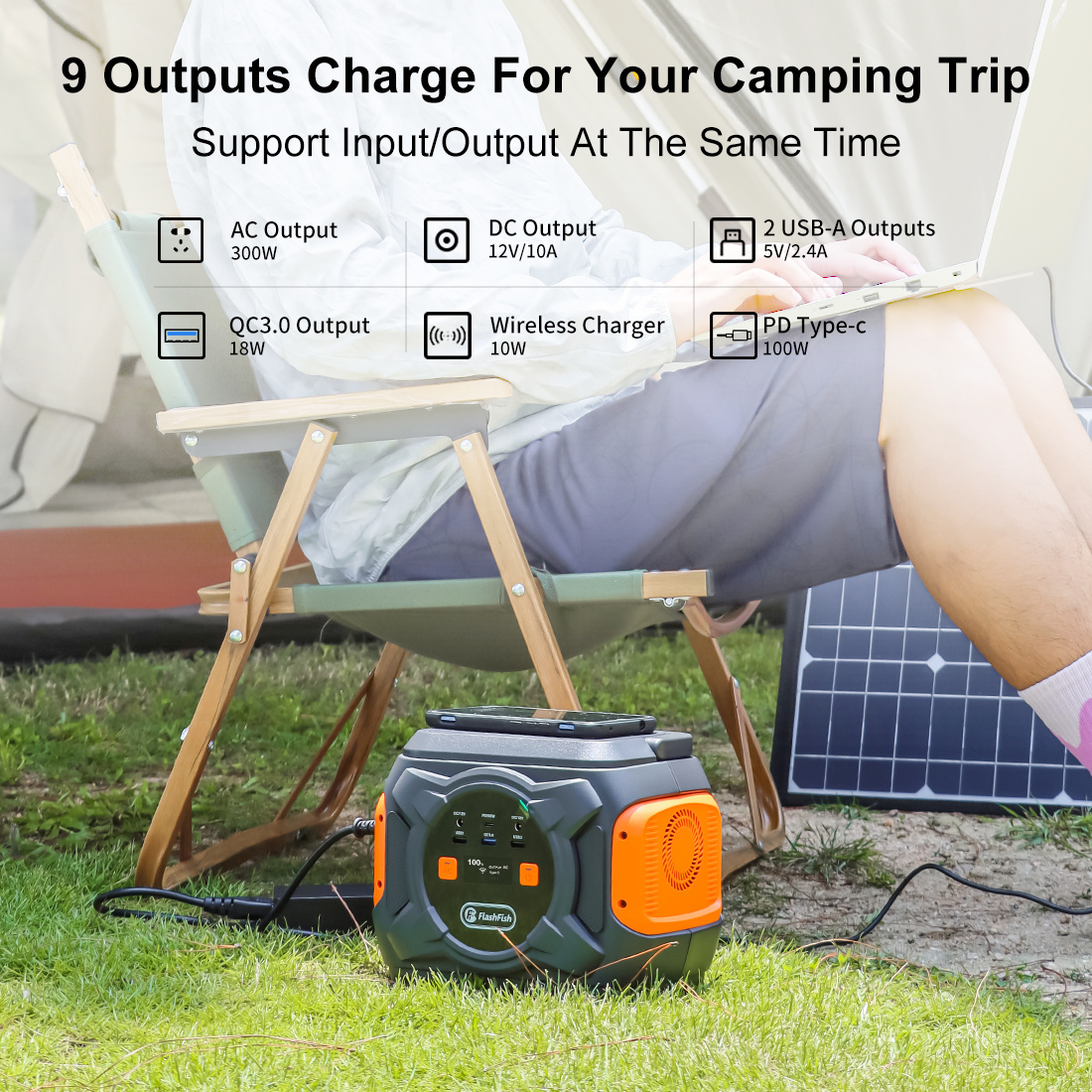 320W Portable Power Station with Wireless Charger | Off-Grid Emergency Solar Generator