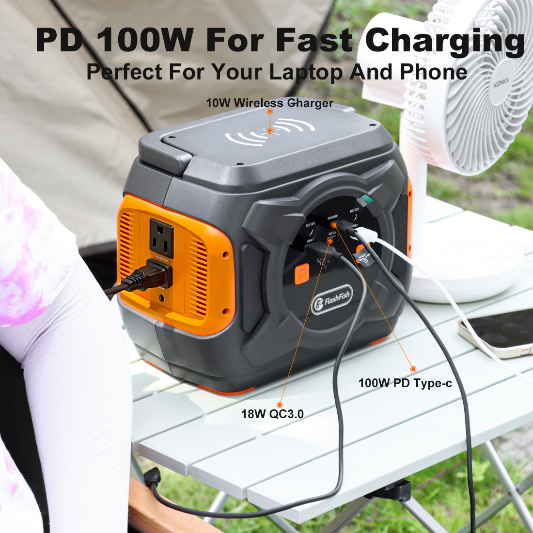 320W Portable Power Station with Wireless Charger | Off-Grid Emergency Solar Generator