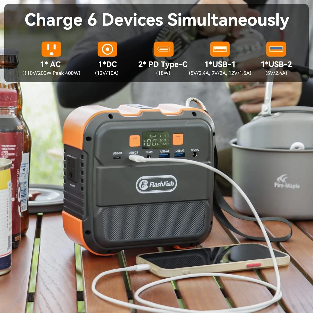 98Wh / 26400mAh Portable Power Station with Flashlight